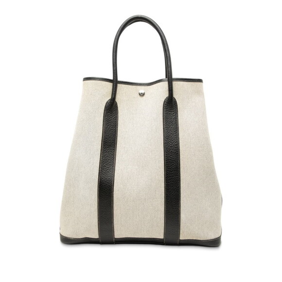 HERMES Handbags - Hermès Garden File MM Tote Bag, Handbag, Gray, Black, Toile H, Buffle Skipper...
